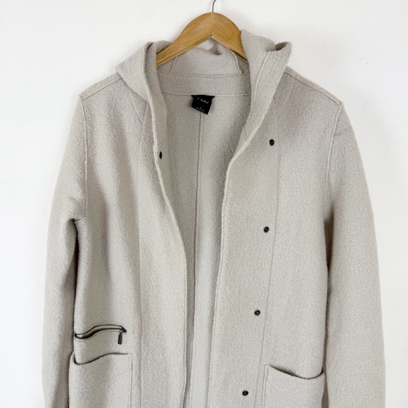 Nau Boiled Wool Trench Coat in White - Picture 4 of 11